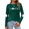 thumbnail image 2 of Holiday Shirt for Women St. Patrick'S Day Heart Shaped Four Leaf Long Sleeve Womens New Clothing,Green,2XL, 2 of 4