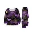 thumbnail image 6 of HTHLVMD Family Matching Sleep Set, Halloween Loungewear, Long Sleeve Home Pjs, Halloween Purple Gold Bat Spider Web Family Matching Pajamas Set, Long Sleeve Crew Neck 2pcs Holiday Loungewear, 6 Years, 6 of 8