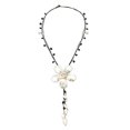 thumbnail image 2 of Purely Beautiful Floral Cultured Freshwater Pearl Black Cotton Rope Necklace, 2 of 5