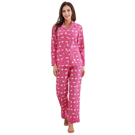 Richie House Women's Cotton Printed Flannel Two-piece Set Pajama (Best Womens Cotton Pajamas)