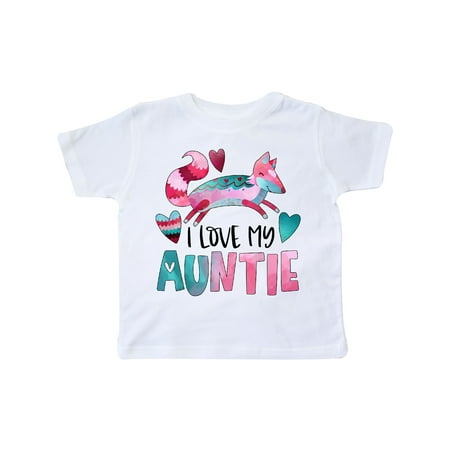 

Inktastic I Love My Auntie Pink and Blue Fox with Hearts Gift Toddler Boy or Toddler Girl T-Shirt