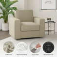 thumbnail image 4 of Fijinhom Swivel Accent Chair, Cozy Linen Reading Chair for Adults, Comfy Single Sofa Chair with Extra Wide Armrests, Mid-Century Modern Arm Chair for Living Room, Bedroom, Office, 4 of 6
