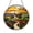Acrylic 3.5 Inch, variant on Sunrise Church Stained Glass Suncatcher, Round Mountain Window Panel with Floral Field and Golden Sky, Peaceful Faith Inspired Home Decor Gift