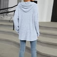 thumbnail image 4 of Fgnfyis Ladies Fashion Autumn Winter Solid Color Hooded Striped Button Loose Comfortable Long Sleeve Top Blue L, 4 of 8