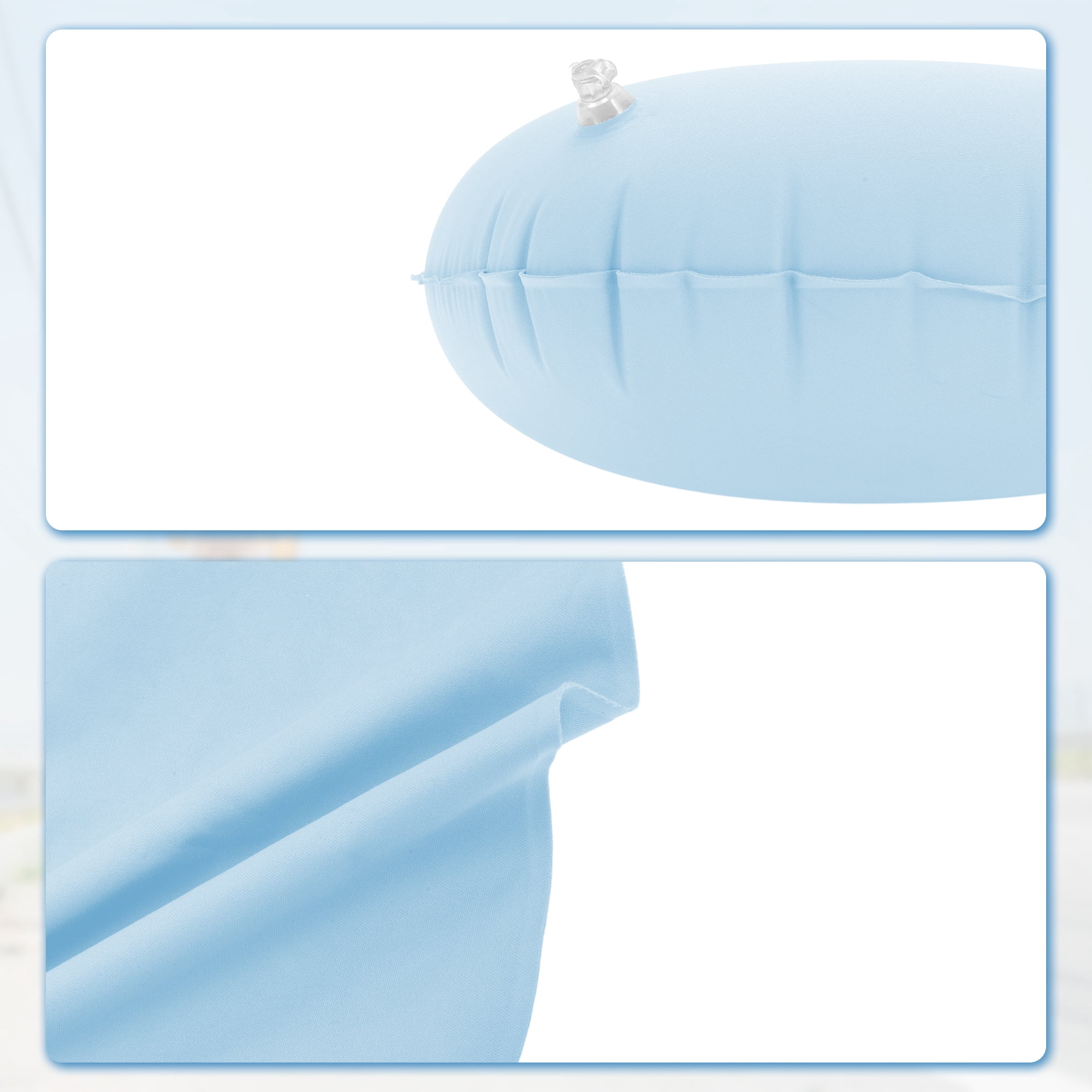 Unique Bargains Travel Pillow Press to Inflate Neck Pillow Blue 15.75"x11.02"
