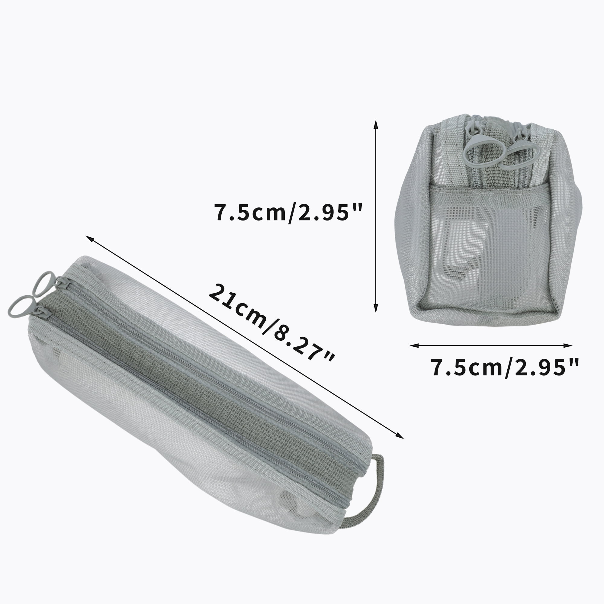 Unique Bargains Mesh Pen Bag, Zipper Mesh Pouch, Multifunctional Pencil Case Gray 8.27"x2.95"x2.95"