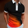 thumbnail image 2 of Polos pour Hommes, T-Shirt à Manches Courtes Imprimé Dégradé Été Col Rabattu Classique Décontracté Golf, 2 of 7