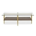 thumbnail image 3 of 47" Gold Glass and Walnut Rectangular Coffee Table With Shelf, 3 of 5