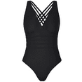 thumbnail image 4 of Hilor Women's One Piece Swimsuit Tummy Control Bathing Suits V Neck Criss Cross Back Swimwear, 4 of 7