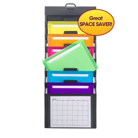 Smead Cascading Wall Organizer, 6 Pockets, Gray/Bright, Letter (Best Way To Organize Files On Pc)