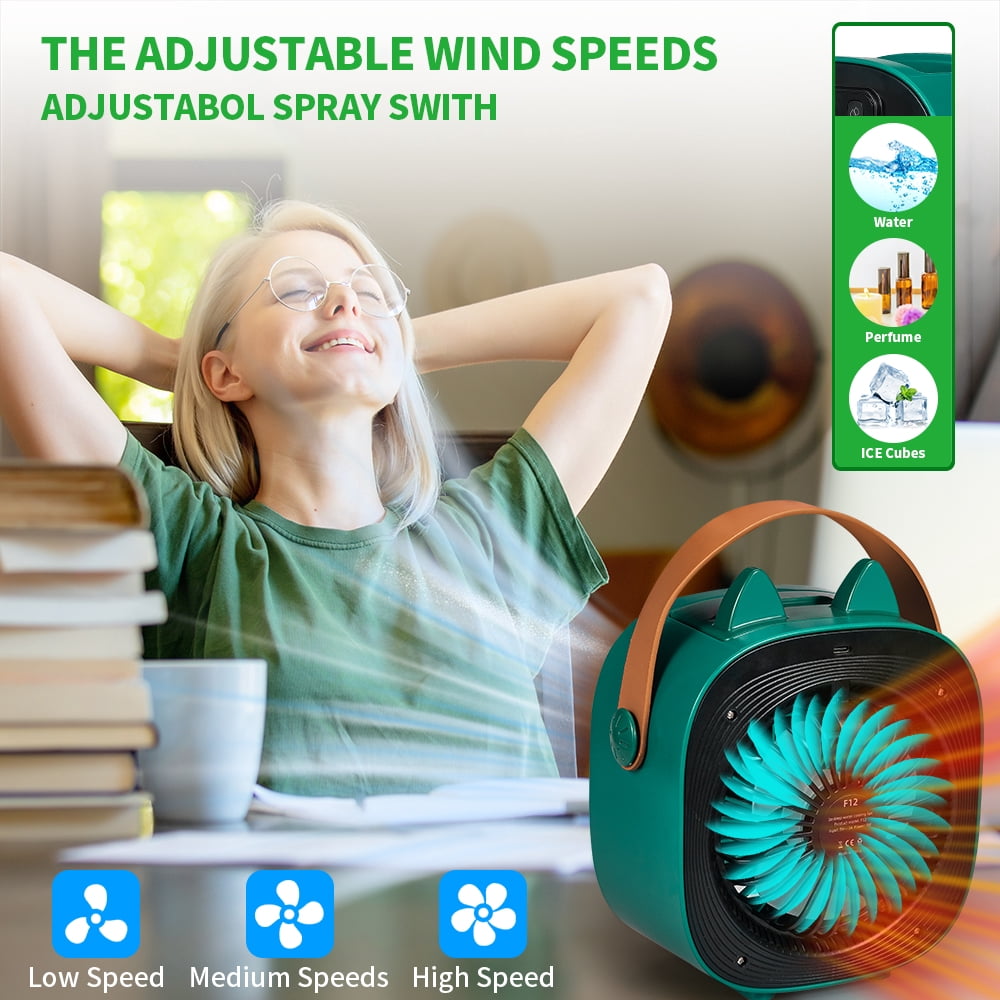 Rechargeable Mini Air Conditioner, Personal Air Cooler, 1 Count, Green