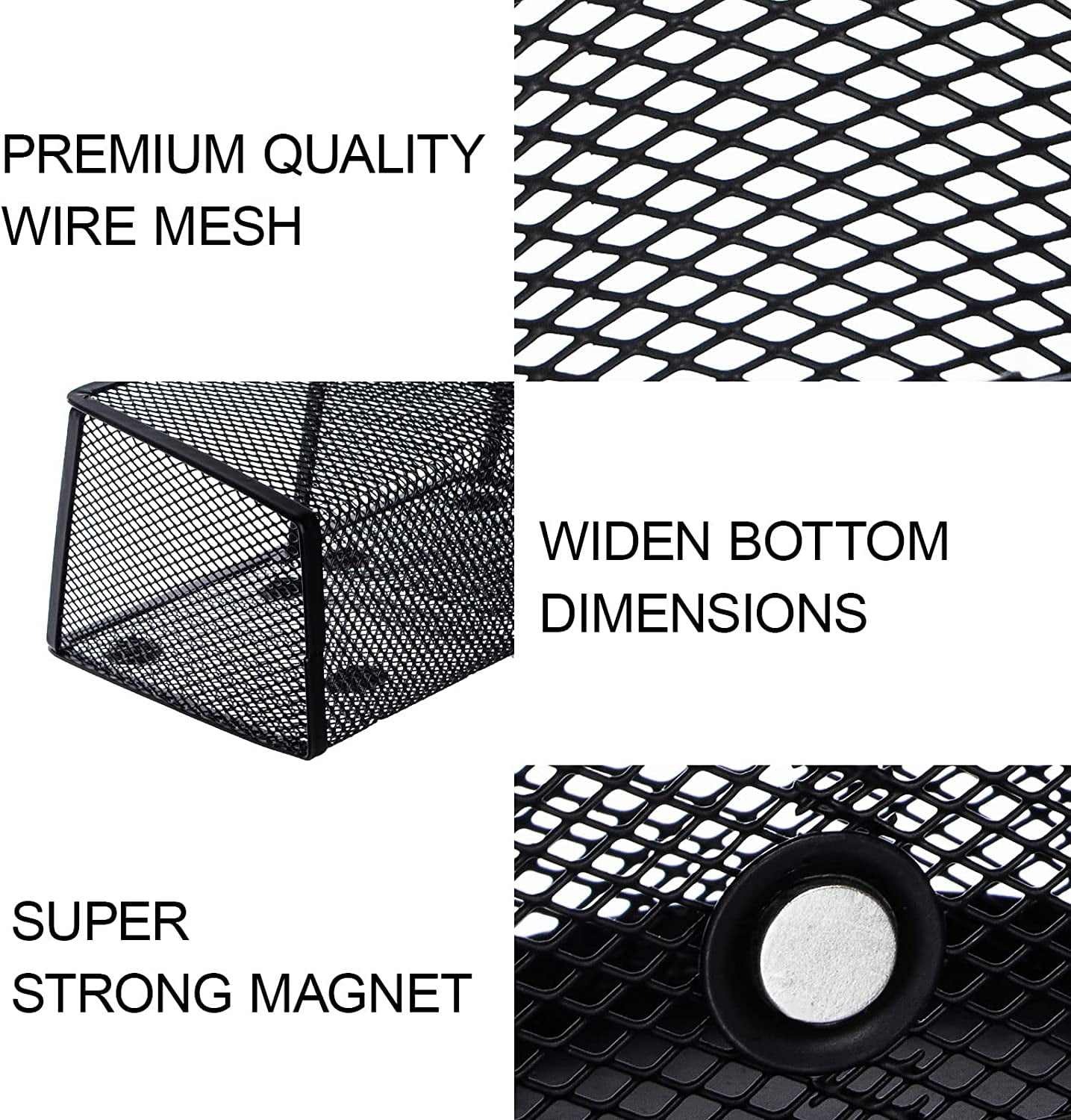 TRIANU Magnetic Pencil Holder, 5 Pack Locker Organizers Strong Magnets Marker Holder Pen Cup, Metal Mesh Storage Pen Holder for Refrigerator Whiteboard Locker Accessories Office Supplies