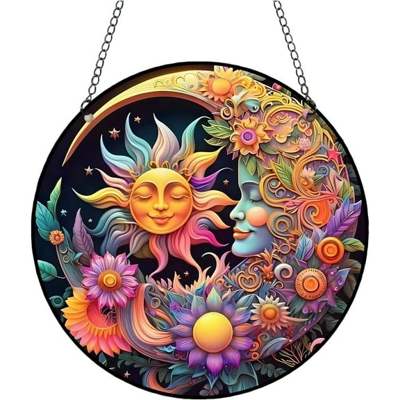 AatoeaX Elegant Sun - Moon Window Decor: Celestial Motif, Transparent Acrylic, Hanging Art Panel for Home, Mystical - Themed Spaces & Hallway Decor