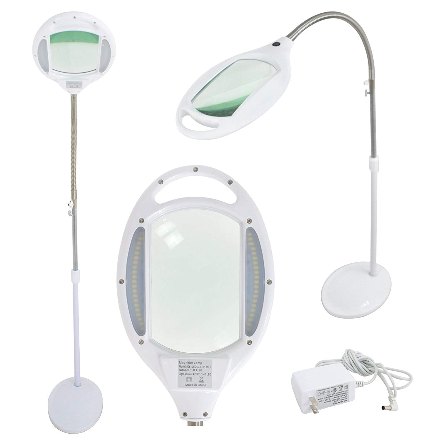 Zeny 42 Led Illuminated Floor Magnifying Magnifier Lamp Light Super Zeny 42 Led Illuminated Floor Magnifying Magnifier Lamp Light Super Bright Lighted Glass Lens Height Adjule Gooseneck Energy Saver For