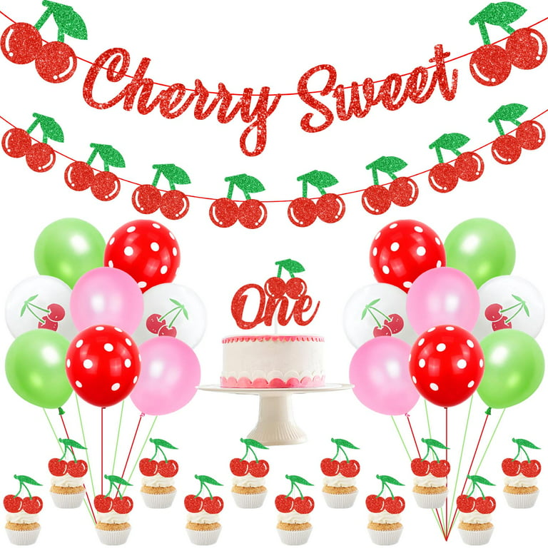 1st Birthday Decoration for Girls, Cherry 1st Birthday Decoration, Cherry  Party Decorations Supplies, Fruit Birthday Party Decoration for Kids Summer