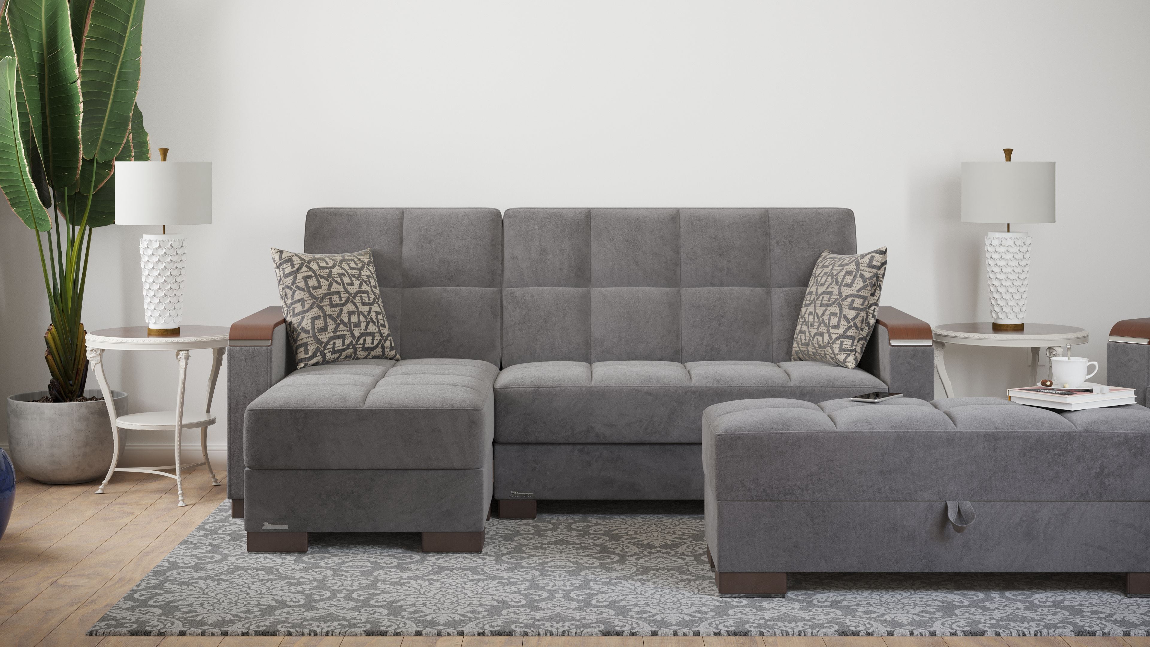 Ottomanson Origins X Upholstered Storage Ottoman, Gray