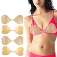 thumbnail image 2 of Women's Silicone Heart Shape Nipple Covers Reusable Adhesive Push Up Strapless Sticky Bra Gathered Lifting Breast Pads, 2 of 9