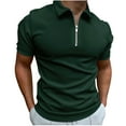 thumbnail image 2 of Awdenio Men's T-Shirts , Men Casual Solid Turndown Pullover Patchwork Zipper Short Sleeve Blouse, 2 of 6