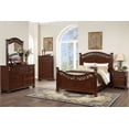 thumbnail image 4 of Traditional 1pc Bed Gorgeous Classic Brown Finish Eastern King Size Bed Floral Design Headboard Footboard Bedroom Furniture, 4 of 4