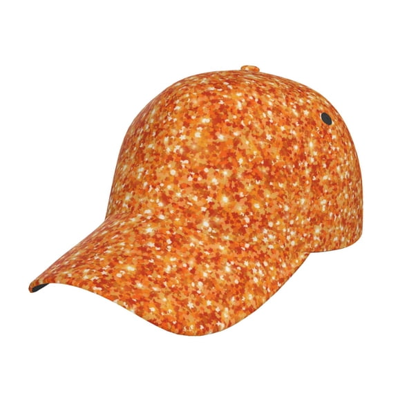 Easygdp Orange Glitter Baseball Cap with Adjustable Buckle – Lightweight, Breathable, Sweat-Absorbent Hat for Outdoor Activities, Sports, and Casual Wear