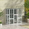 thumbnail image 2 of PawHut Large Wooden Outdoor Cat Enclosure Cage White, 2 of 10
