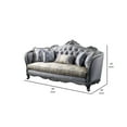 thumbnail image 4 of Benjara Traditional Style Wooden Sofa with High Shelter Arms, Gray, 4 of 5