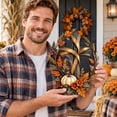 thumbnail image 5 of Autumn Cross Pumpkin Harvest Metal Wall Decor,Rustic Harvest Accent with Golden Wheat, Thanksgiving Farmhouse Home Display for Porch & Entryway,9.84"W x9.84"H(S(9.84"W x9.84"H)), 5 of 6