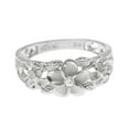 thumbnail image 2 of Sterling silver 925 Hawaiian 3 plumeria flower cz ring maile cut out scroll rhodium plated size 3.5, 2 of 4