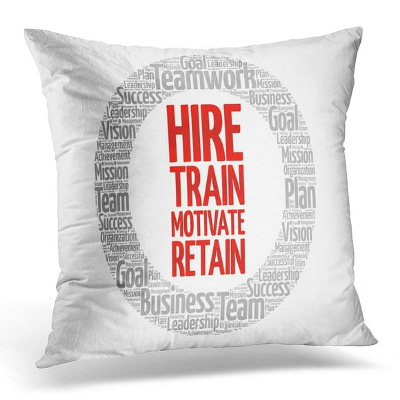 BOSDECO Development Hire Train Motivate and Retain Circle Word Cloud Concept Employee Pillowcase Pillow Cover Cushion Case 18x18 inch
