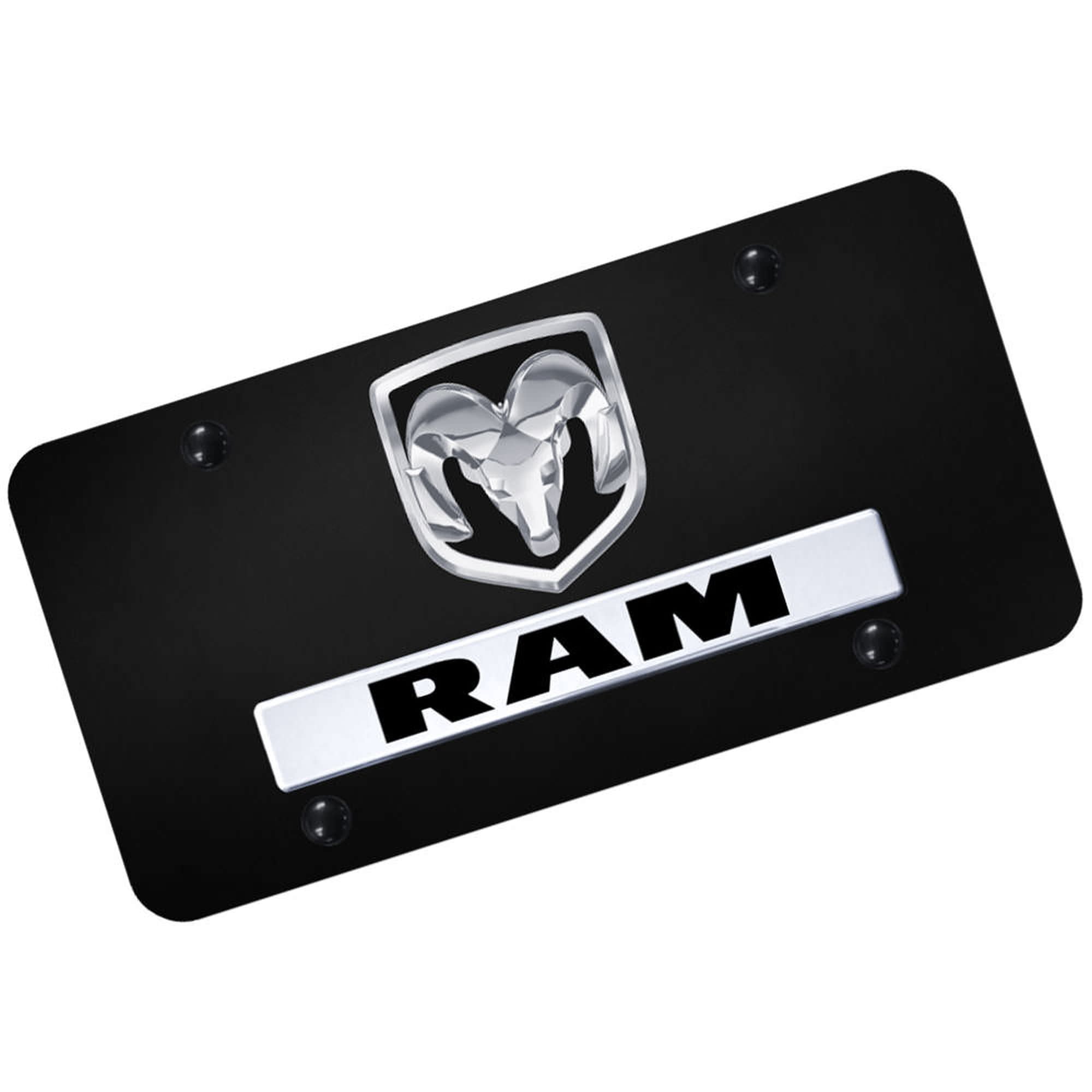 Dodge Dual Logo RAM License Plate (Chrome On Black) - Walmart.com