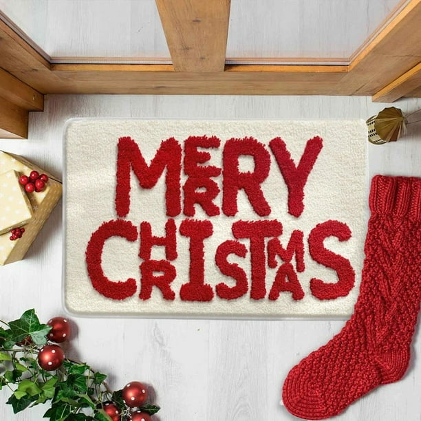 Alfombras de baño, alfombras para sala de estar, alfombra de área, alfombra de baño, alfombra de bienvenida navideña con diseños de hombre de jengibre y muñeco de nieve, alfombra de entrada navideña p