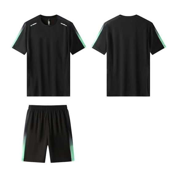 Gamivast Men's 2 Piece Athletic Set Short Sleeve Crew Neck T-Shirt and Shorts Quick Dry Running Outfit with Contrast Trim for Gym Workout Summer Sport Suit