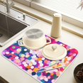thumbnail image 2 of Yayeee Dish Drying Mat for Kitchen Counter 18" x 24" Microfiber Super Absorbent Coffee Decorative Pad, Purple Colorful Circles, 2 of 9