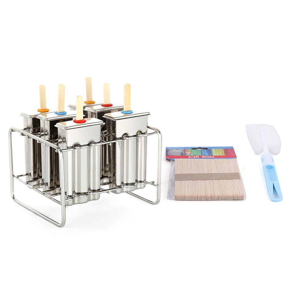 PEAKORA6pcs DIY Ice Cream Makers Stainless Steel Mold Kit Stick Holder Home