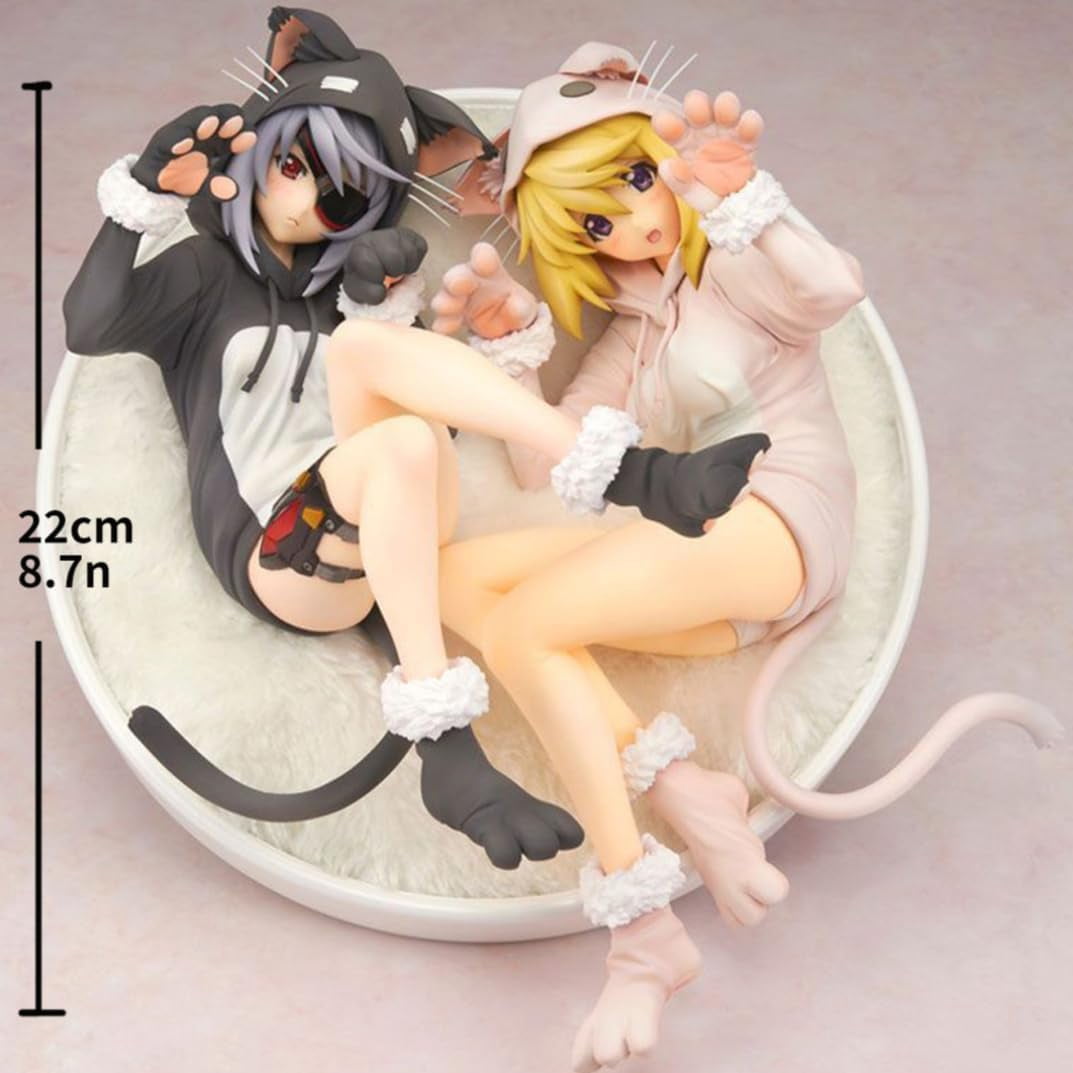 New Infinite Stratos Laura Bodewig、Charlotte 2pc (Cat Ear Ver) Character Anime Model Statue Action Figures Desktop Ornament Popular Decorations Fan Souvenirs Creative Gift Collectable