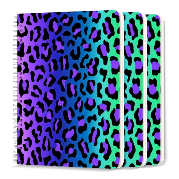 Spiral Journal Notebook,50 Sheets A5 College Ruled Notebook/Journal 3 Pcs for School Office Home - Different Colored Leopard Print