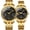 Couple Black, variant on Men Stainless Steel Band Analog Quartz Wrist Watch, Gold Tone Dial with Date Window, Classic Daily Business Timepiece with 3ATM Daily Water Resistance