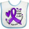 thumbnail image 3 of Inktastic Love, Care, Cure Cystic Fibrosis Awareness Purple Ribbon Boys or Girls Baby Bib, 3 of 4