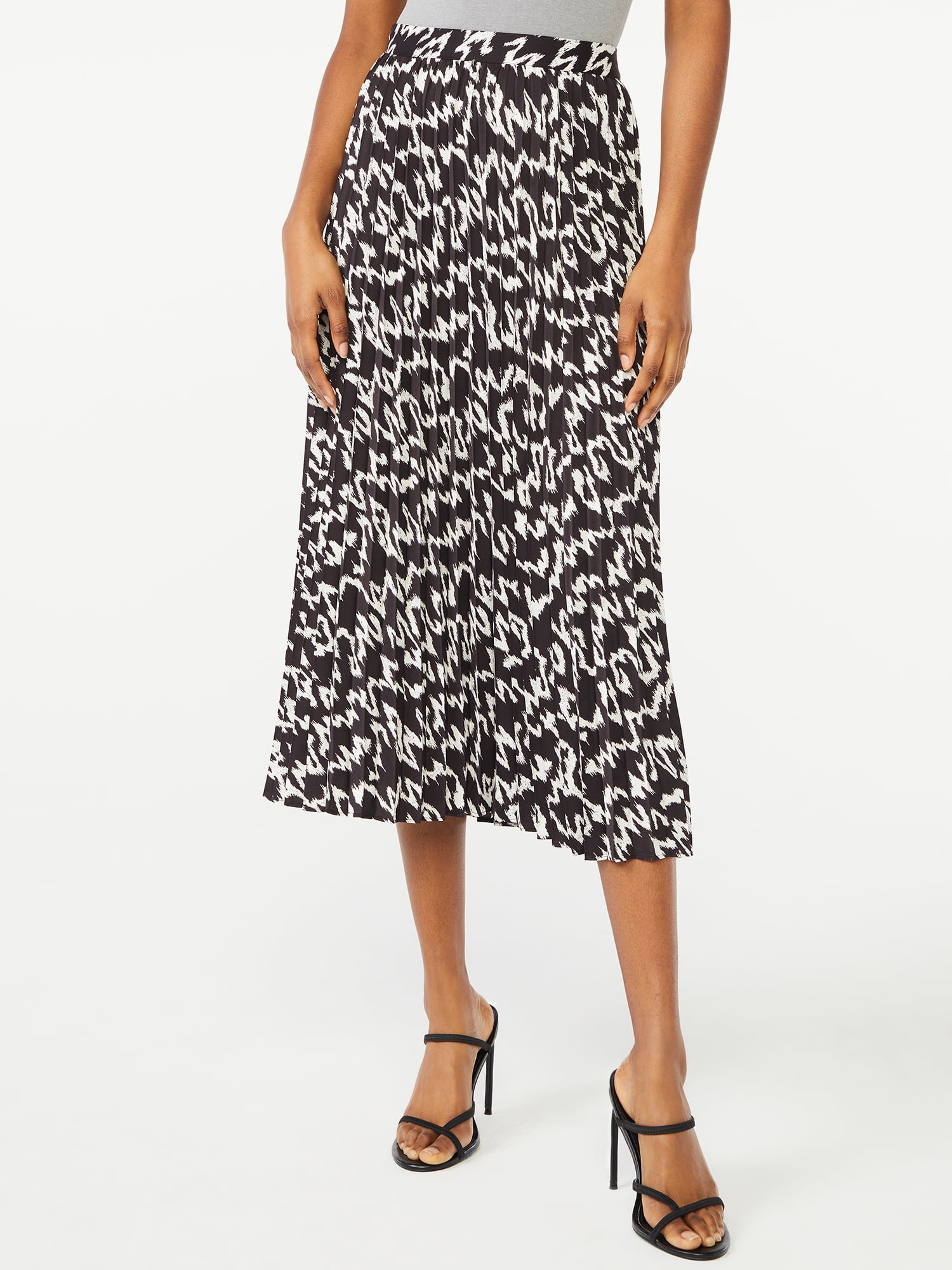 Scoop Women's Pleated Matte Satin Midi Skirt - Walmart.com