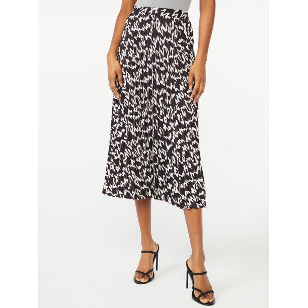 scoop women's pleated matte satin midi skirt