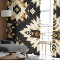 thumbnail image 4 of Southwestern Aztec Sheer Curtains 63 Inches Length 2 Panels Set, Window Sheer Curtains for Living Room/Bedroom, Retro National Style Brown Abstract Light Filtering Rod Pocket Curtain 52'' x 63'' x 2, 4 of 7