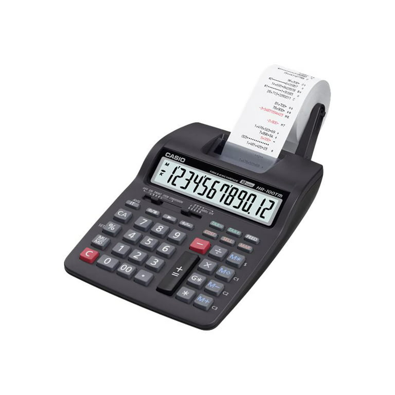 Casio HR-100TM - Printing calculator - LCD - 12 digits - battery, AC adapter - black Walmart.com