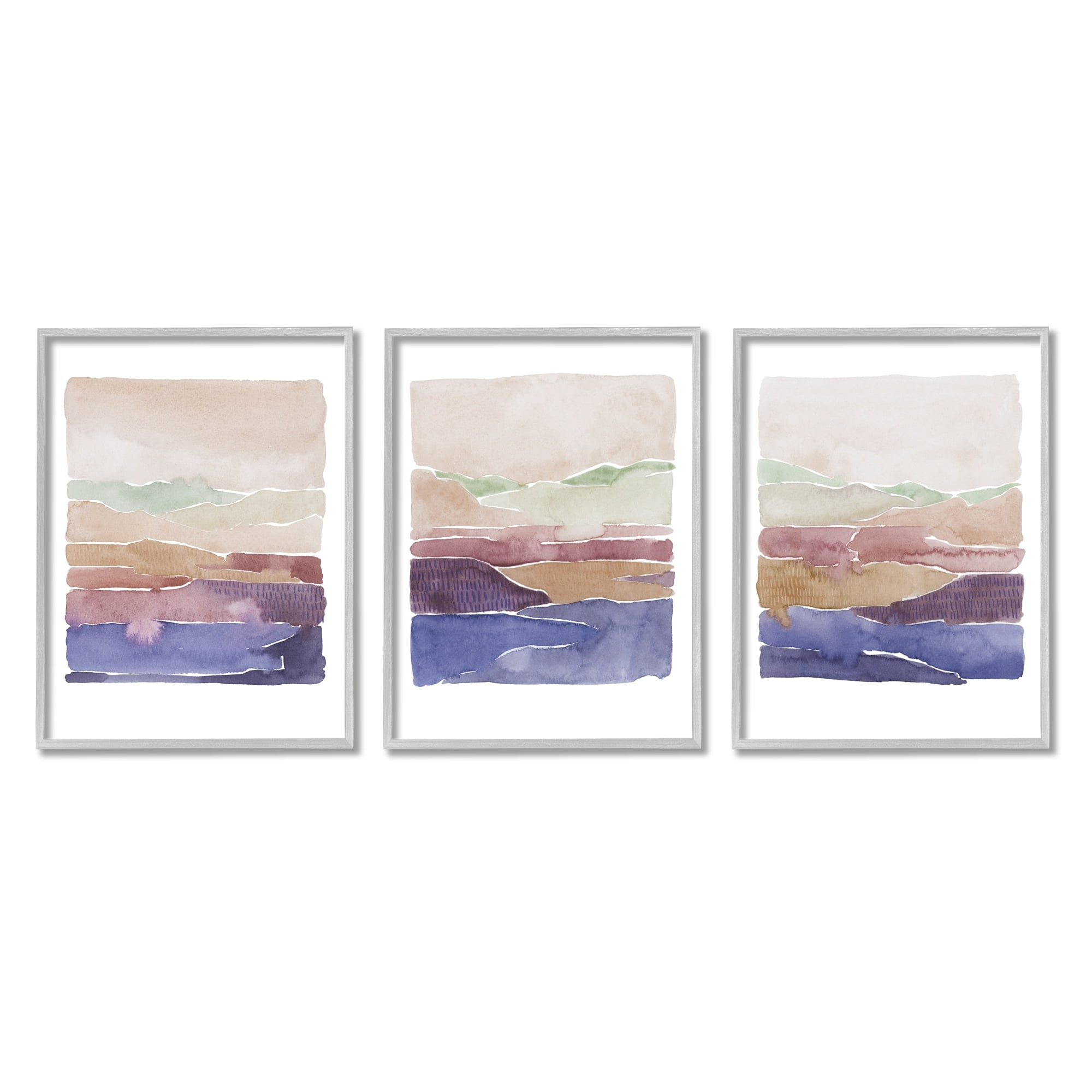 Stupell Industries Abstract Landscape Nature Scene Vivid Rural Hills Painting Gray Framed Art Print Wall Art, Set of 3, Design by Grace Popp