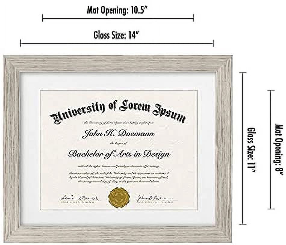Americanflat 11x14 Drift Wood Diploma Frame - Displays 8.5x11 Diplomas with Mat or 11x14 Inch Without Mat. Shatter-Resistant Glass - Hanging Hardware Included! (2 Pack)