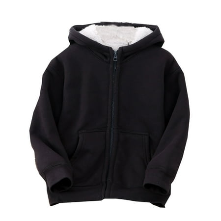 

ZHUASHUM Toddler Boys Girls Winter Warm Thickened Classic Hoodie Jacket Zipper Solid Color For Kids Clothes