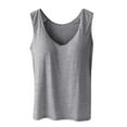 thumbnail image 3 of Conairie Women's Tank Tops Workout with Built in Bra Solid Color Scoop Neck Slim Racerback Yoga Casual Sleeveless Blouses Summer Work Shirts Grey L, 3 of 4