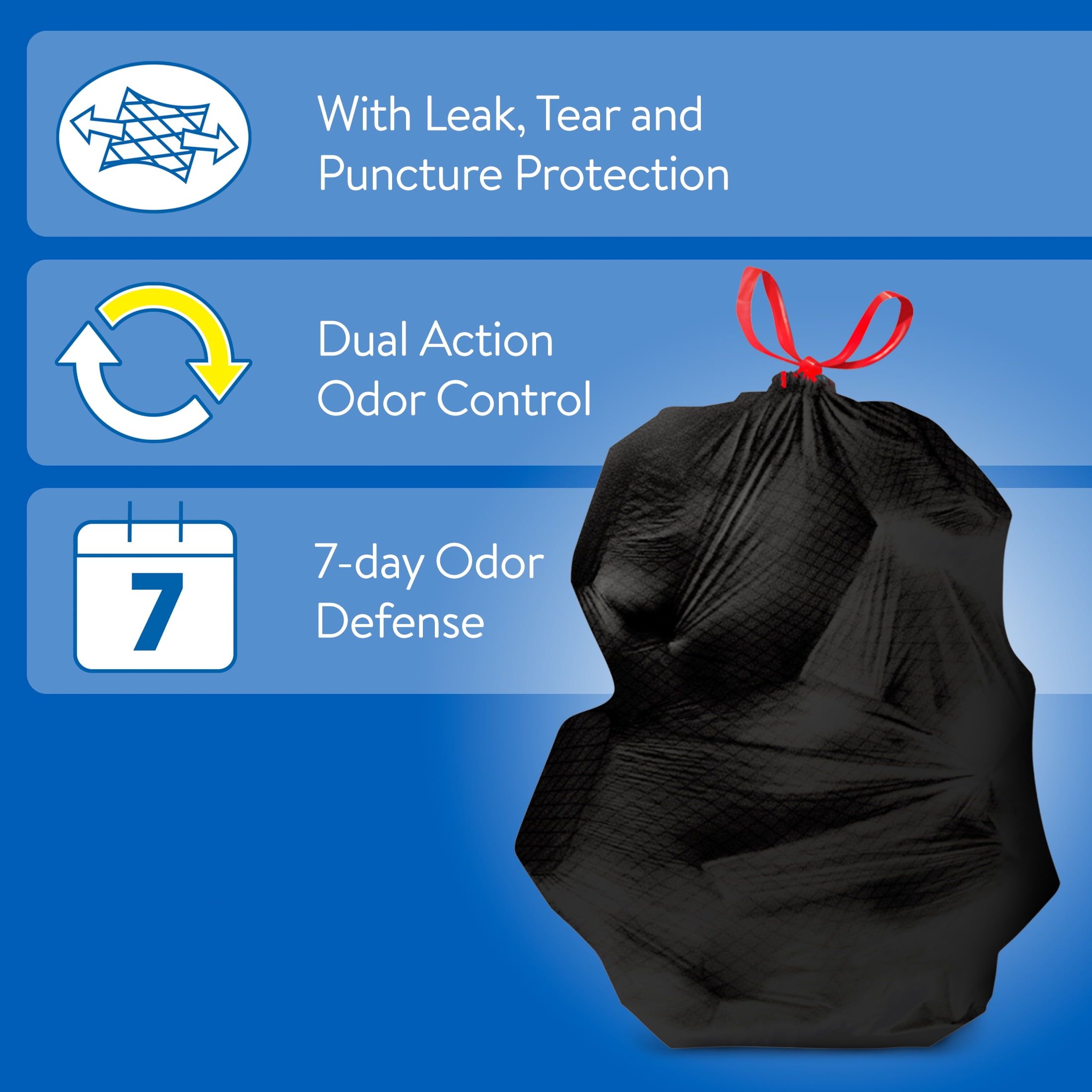 Great Value Drawstring Bags, Unscented, Multi-Purpose, 30 Gallon - 40 bags