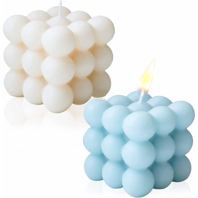 Paquete de 2 velas de burbujas, vela de cubo de cera de soja para el cumpleaños de San Valentín Pho