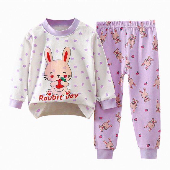 TOWED22 Toddler Boys Winter Clothes 2 Piece Long Sleeve Cute Print Pullover Tee Elastic Waist Pants Cozy Outfits Set(Light Purple,3-4 Y)
