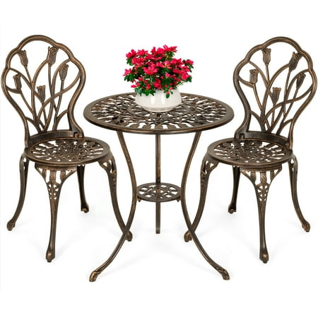 Best Choice Products 3-Piece Cast Aluminum Patio Bistro Furniture Set W/ Antique Finish - Copper
